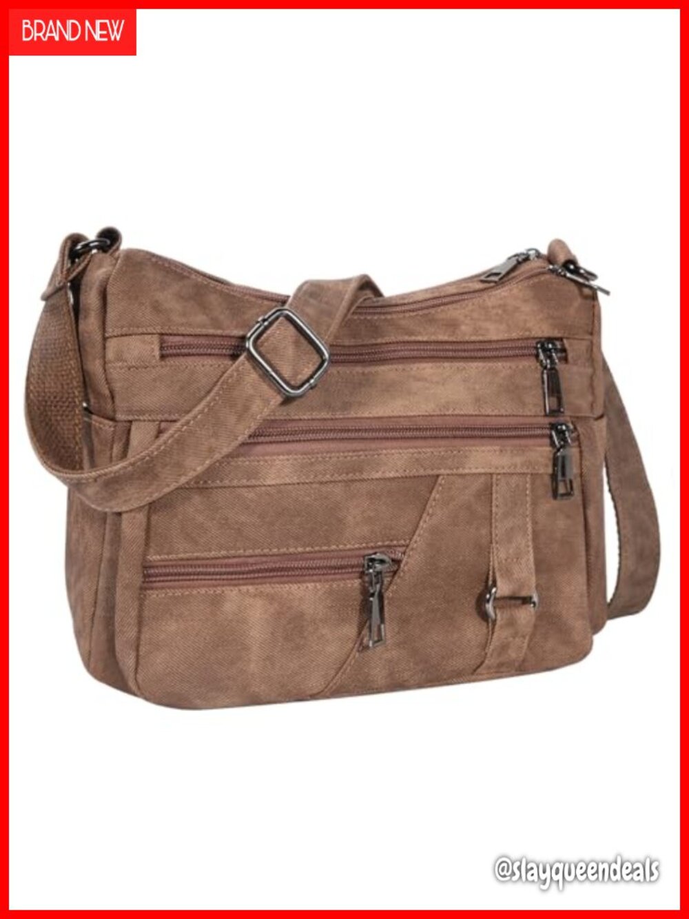 Vegan Leather Crossbody Shoulder Bag Adjustable Strap Multi-Pocket